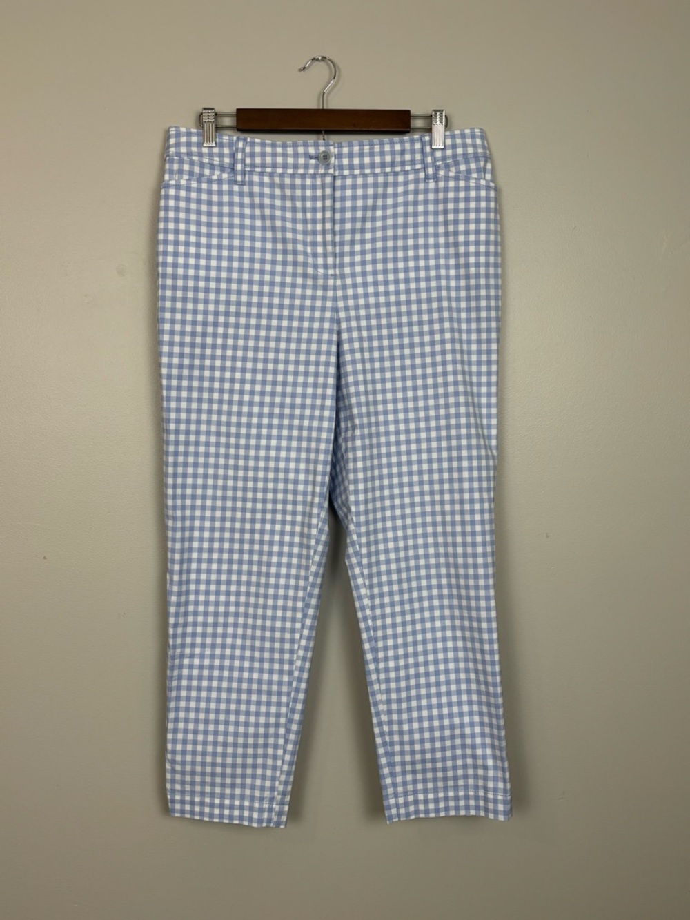 Talbots Pants Womens 10 Blue White Checkered Perfect Crop Coastal Grandma Casual